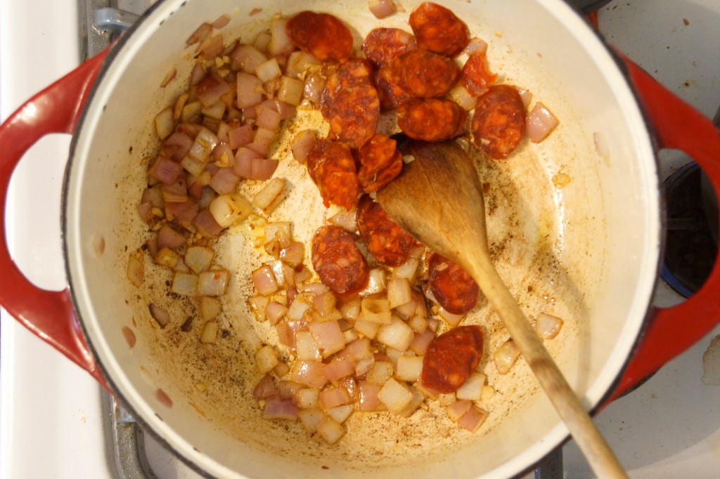 Chickpea, Chorizo & Clam Soup with Saffron Aioli