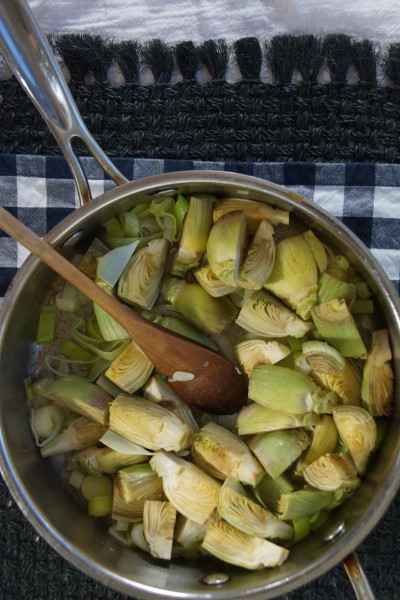 Braised Baby Artichokes with Creamy Polenta