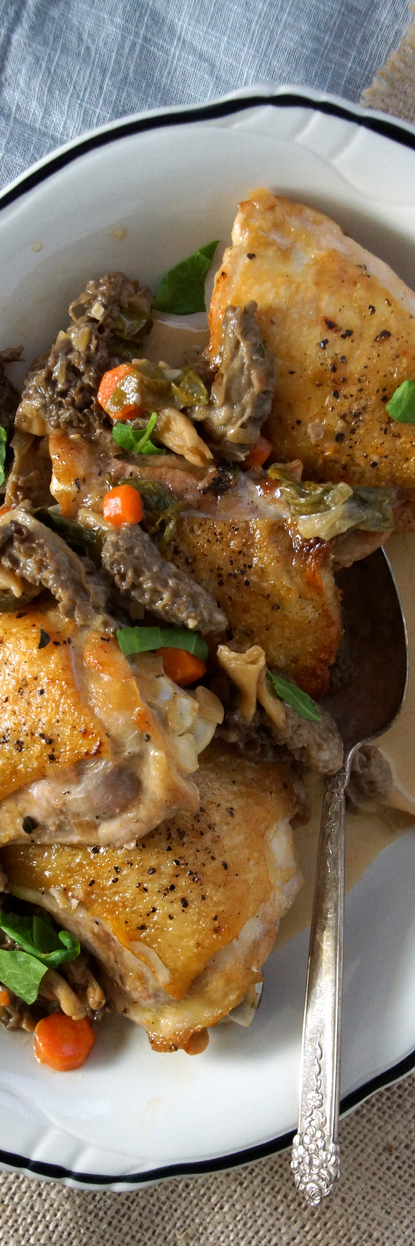 Salmon with Morel Mushroom & Brandy Cream + Chicken & Morel Mushroom