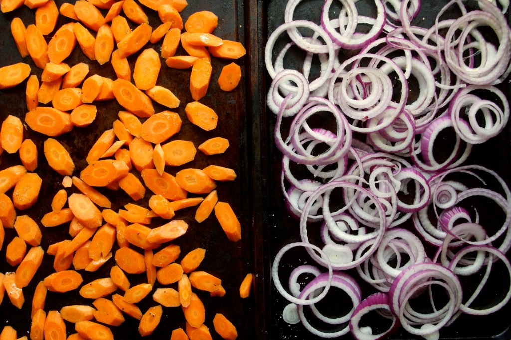 Roasting Carrots & Red Onions