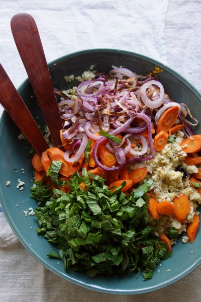 Couscous Salad with Roasted Carrots, Mint & Olives