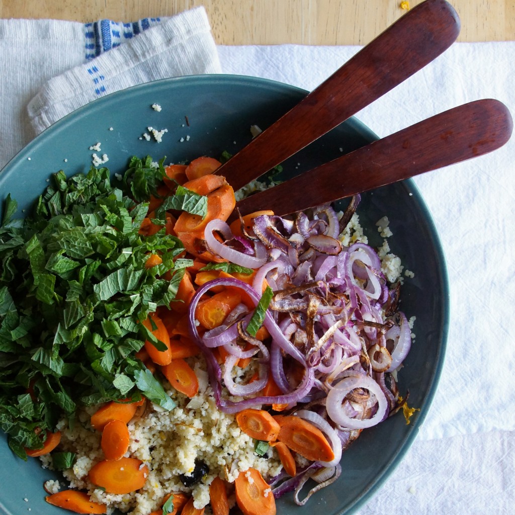 Couscous Salad with Carrots, Mint & Olives