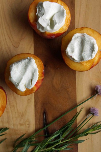Chevre stuffed Peaches