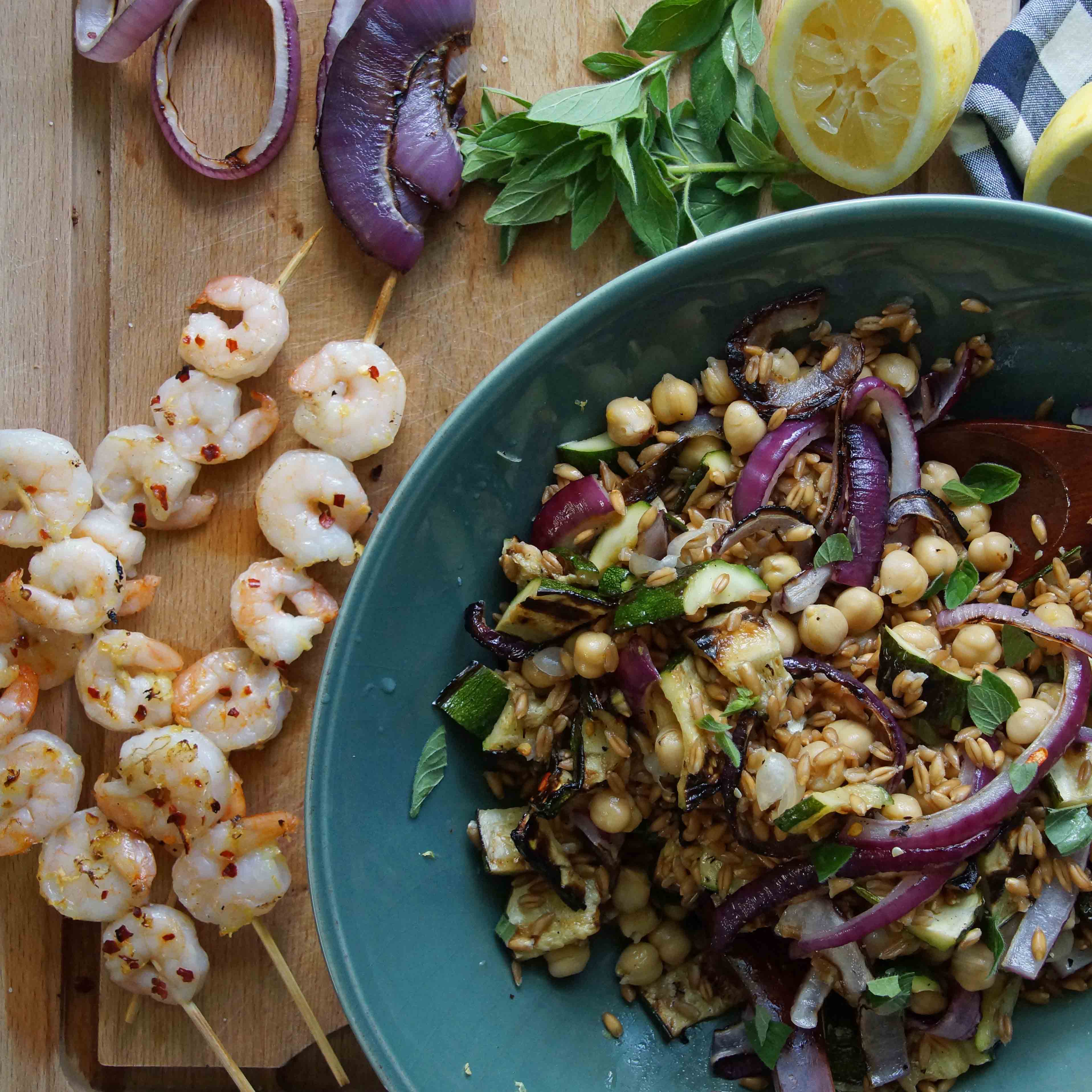 Grilled Shrimp with Farro, Chickpea & Zucchini Salad_edited1