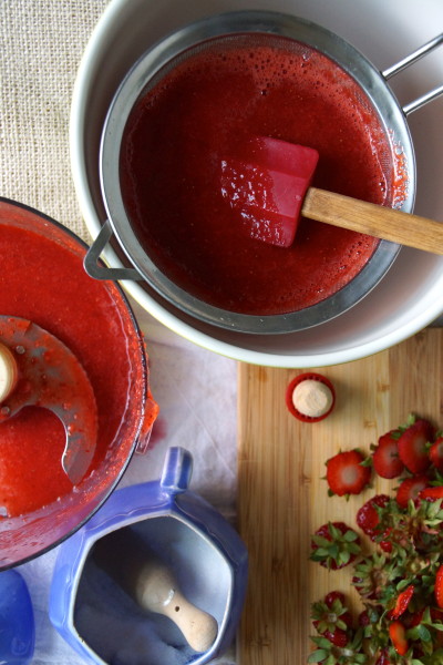 Straining Strawberry Soup