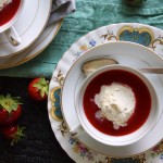 Strawberry Soup with Vanilla Ice Cream