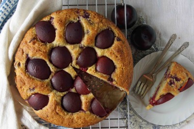 Raspberry & Plum Yogurt Cake
