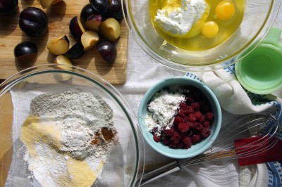 Raspberry & Plum Yogurt-Olive Oil Cake Ingredients
