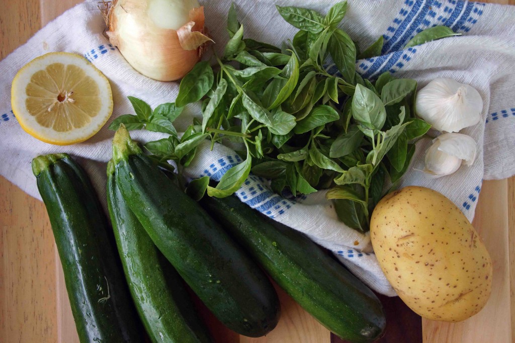 Ingredients for Zucchini-Basil Soup
