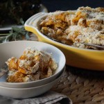 Baked Pasta with Pumpkin, Caramelized Onions, and Chevre