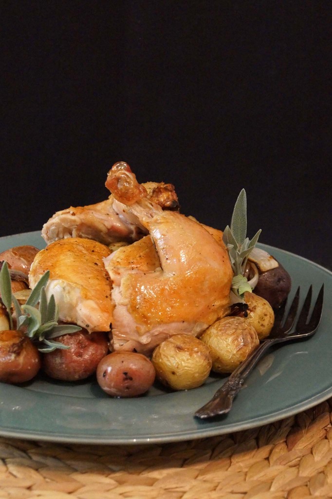 Roast Chicken with Apple Cider Pan Sauce strawberryplum