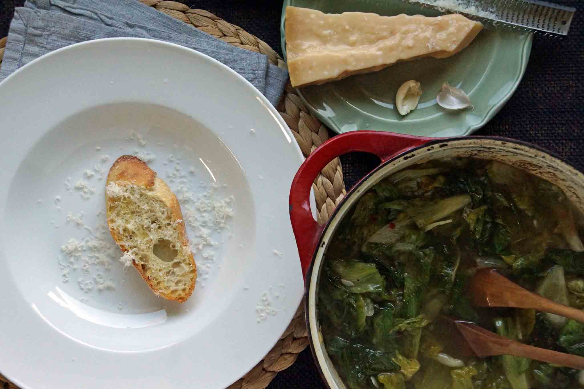 Escarole & Anchovy Soup with Garlic Crostini strawberryplum