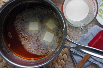 Stirring Butter into Caramel