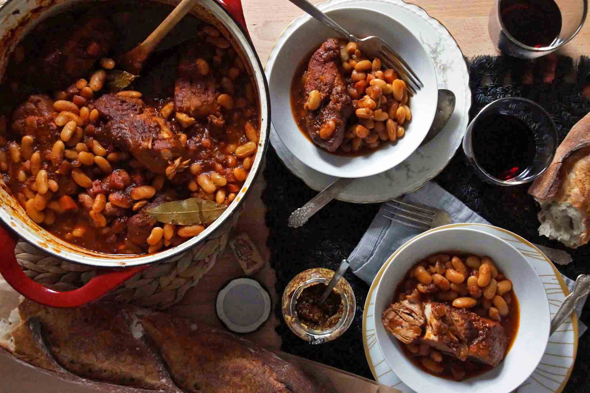 Cider Braised Pork Ribs and Beans