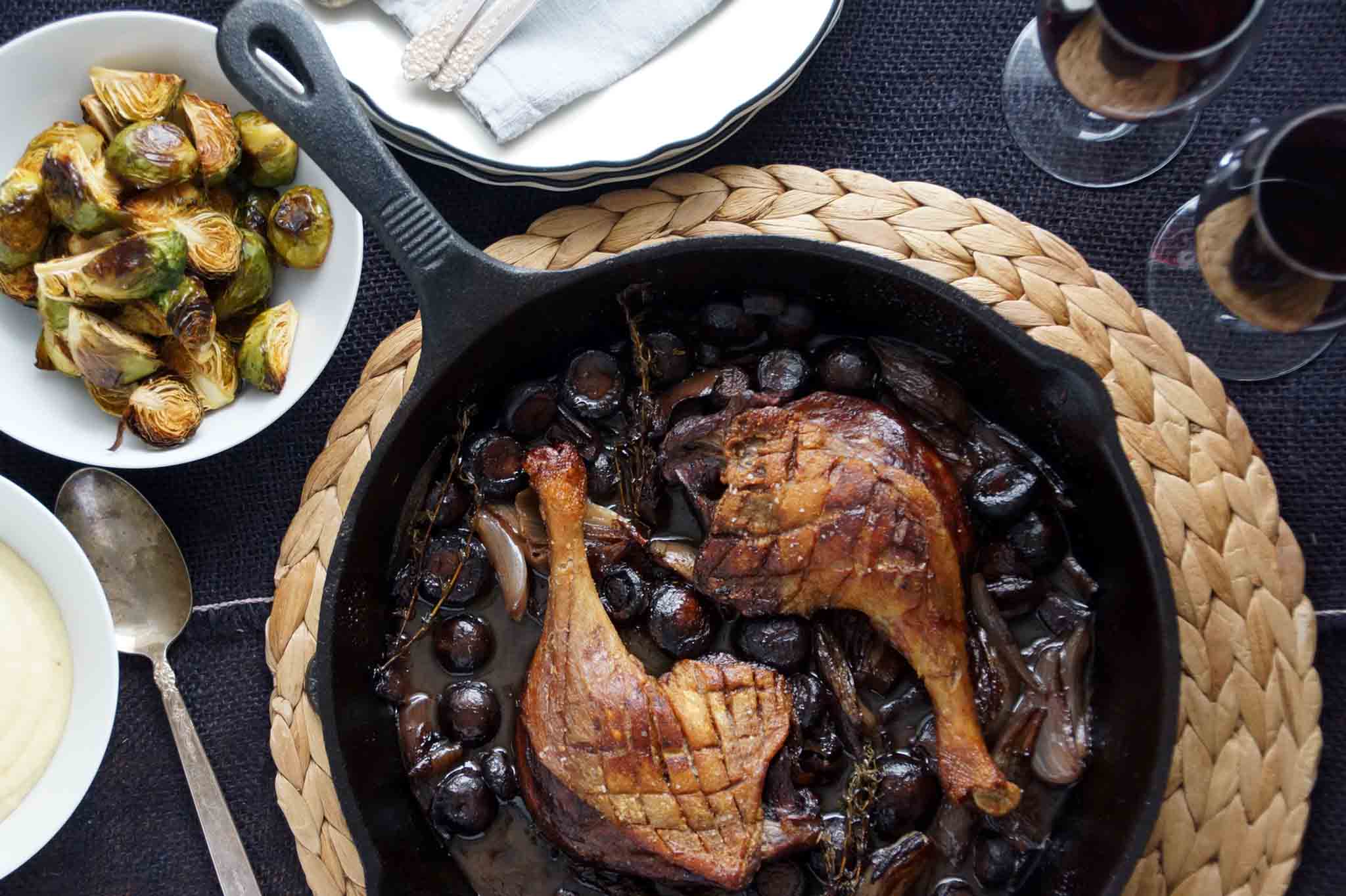 Red Wine Braised Duck Legs with Mushrooms & Shallots strawberryplum