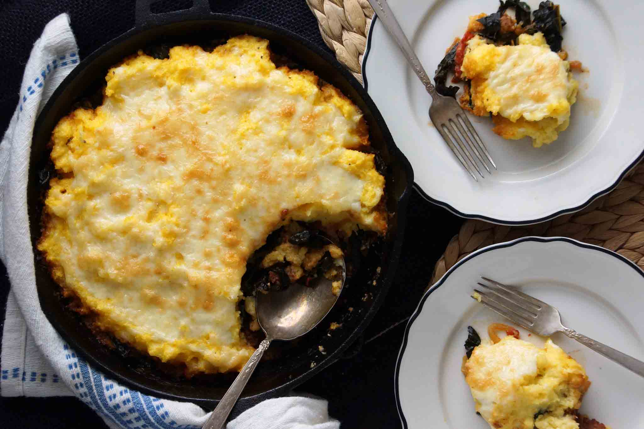 Polenta Bake with Sausage & Lacinato Kale strawberryplum