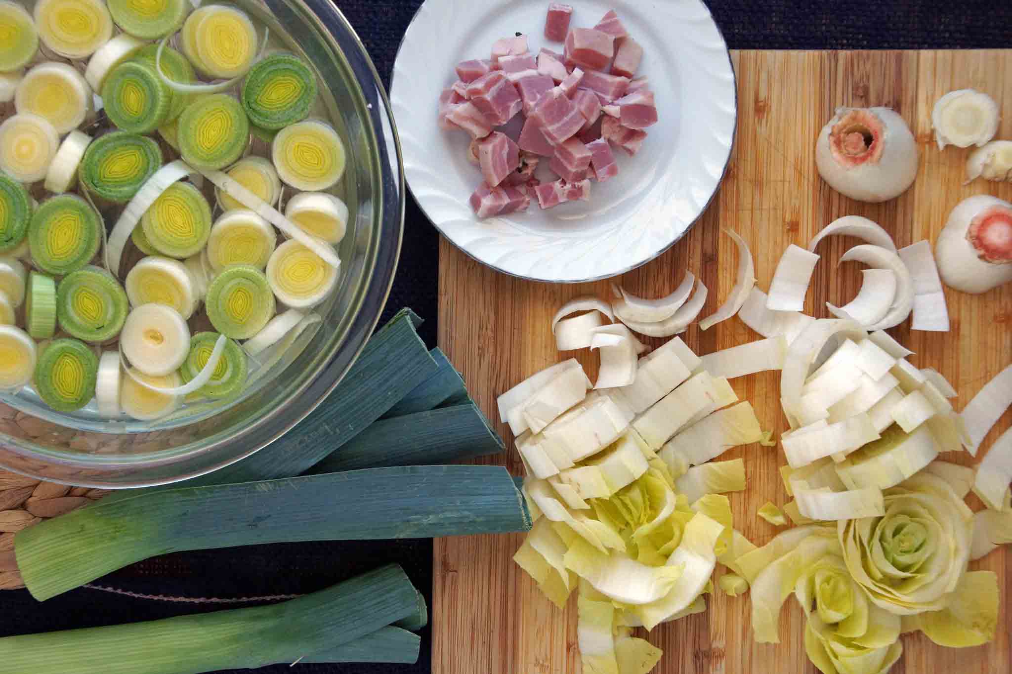 Polenta with Leeks, Endive, Pancetta & Poached Eggs strawberryplum