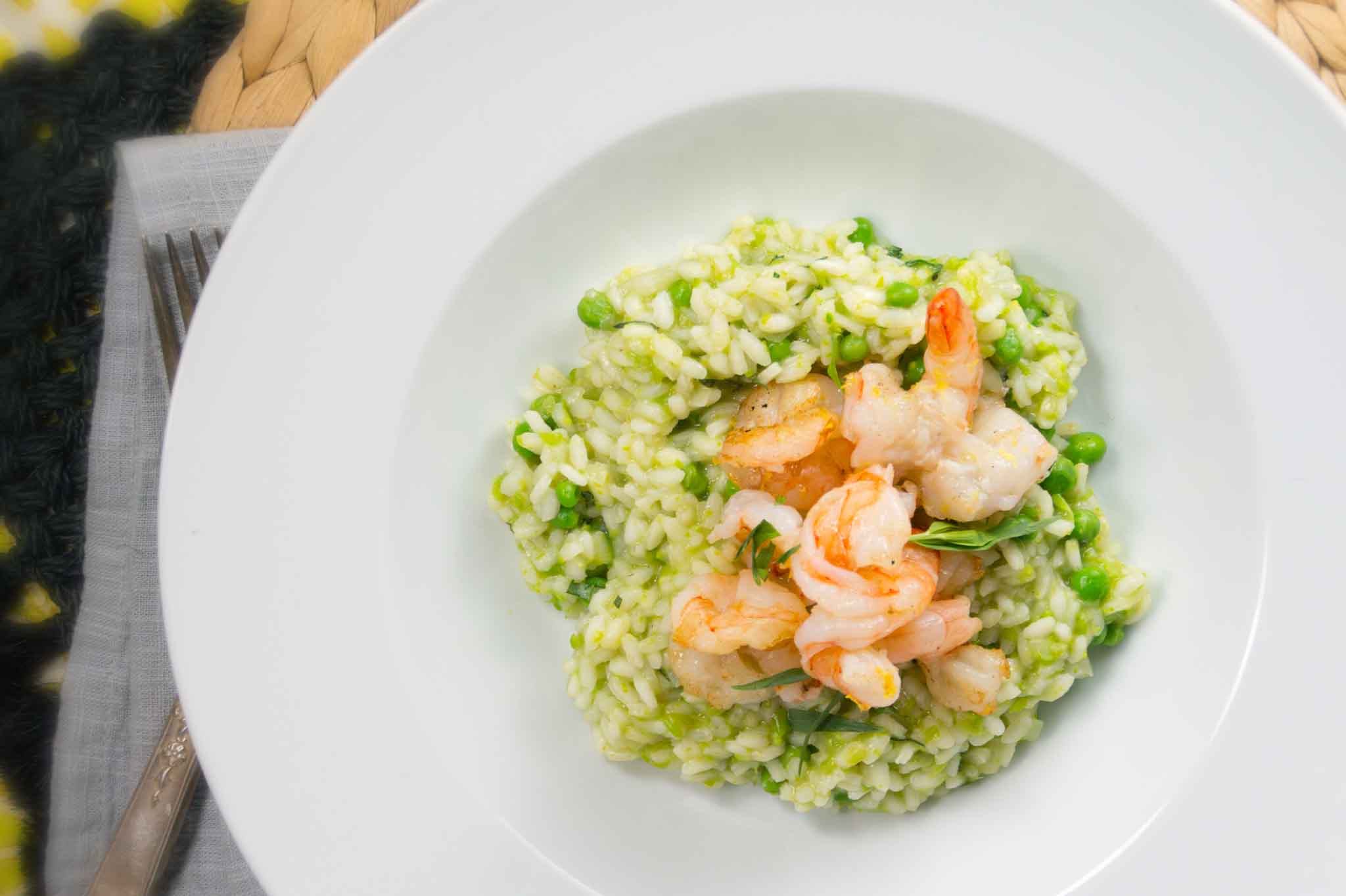 Spring Pea & Tarragon Risotto with Shrimp strawberryplum