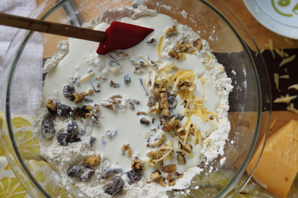 Stirring Dates, Walnuts, and Cream into Scones