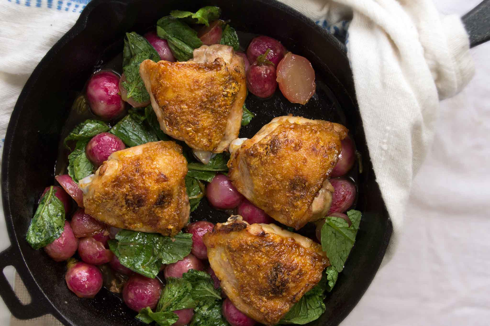 HoneyLemon Roasted Chicken Thighs & Radishes strawberryplum
