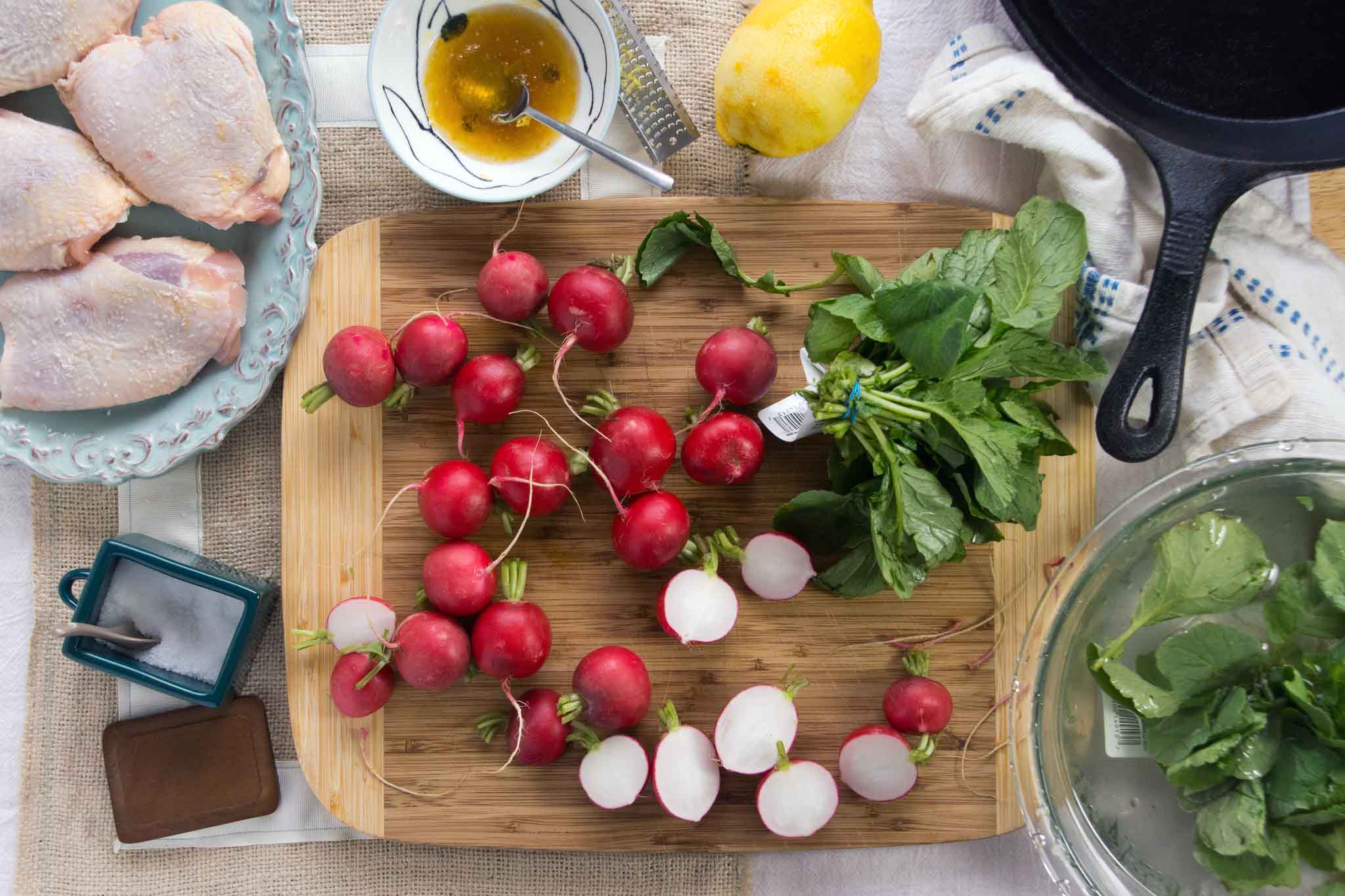 HoneyLemon Roasted Chicken Thighs & Radishes strawberryplum