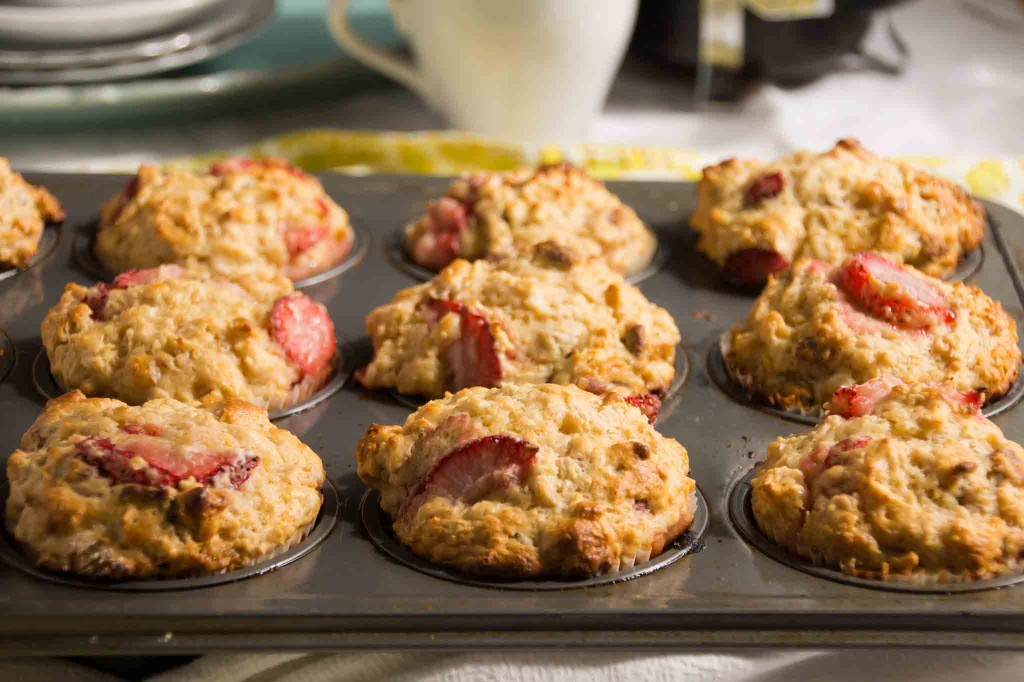 Strawberry, Pecan, and Oatmeal Muffins
