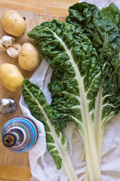 Swiss Chard, Potatoes, Garlic
