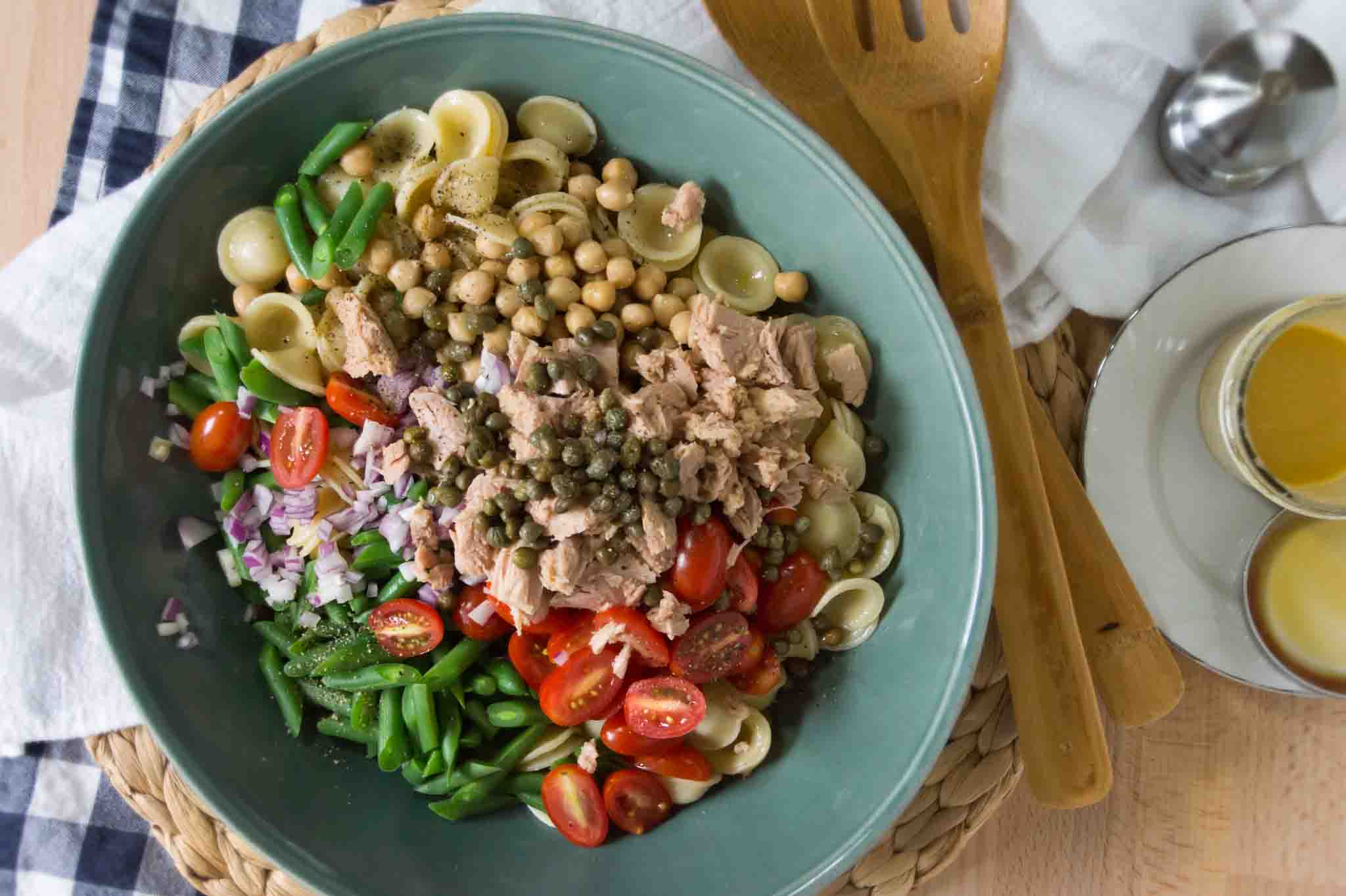 Chickpea, Tuna & Caper Orecchiette Pasta Salad strawberryplum